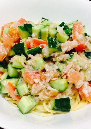 簡単♪見栄張り♪夏野菜の彩りサラダパスタ-レシピのメイン写真