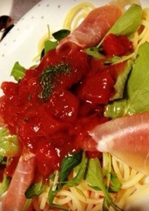 トマト缶でトマトの簡単冷製パスタ-レシピのメイン写真