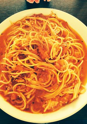 簡単っ！魚介のトマトソーススパゲッティ♪-レシピのメイン写真