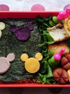 簡単キャラ弁☆丸型だけでミッキーのり弁★-レシピのメイン写真
