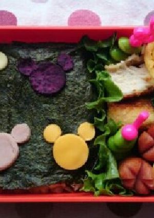 簡単キャラ弁☆丸型だけでミッキーのり弁★-レシピのメイン写真