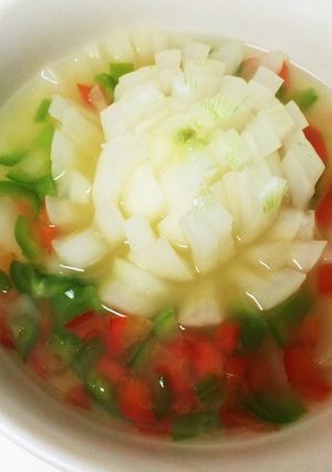 レンジで簡単！花咲くオニオンスープ-レシピのメイン写真