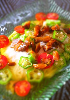 キューちゃんとオクラのお茶漬け風冷麺-レシピのメイン写真