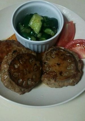 蓮根つくねハンバーグ-レシピのメイン写真