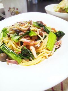 小松菜とベーコンの和風パスタ-レシピのメイン写真