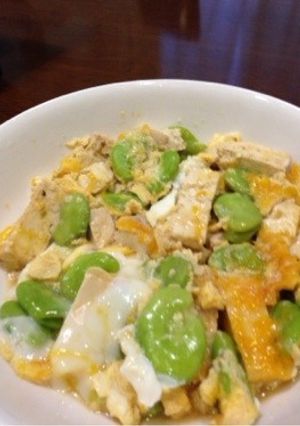 空豆と厚揚げの卵とじ-レシピのメイン写真