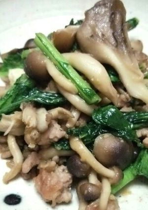 舞茸、しめじの挽き肉ニンニク味噌炒め-レシピのメイン写真