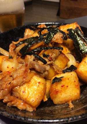 ビールにぴったり！揚げ出し豆腐豚キムチ-レシピのメイン写真