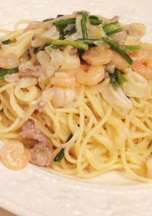 ほうれん草とシーフードのクリームパスタ-レシピのメイン写真