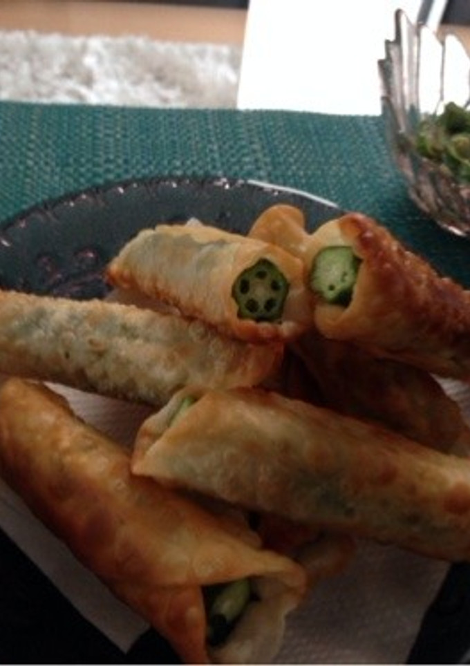 簡単〜オクラの餃子の皮巻き☆-レシピのメイン写真