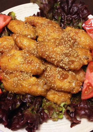 簡単!美味しい!手羽先の唐揚げゴマ風味-レシピのメイン写真