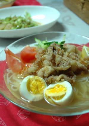 夏バテ知らず!豚のピリ辛竜田レモン冷麺-レシピのメイン写真