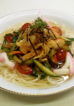 カリカリお揚げと夏野菜ソテーの冷麺-レシピのメイン写真