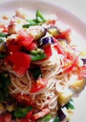 夏野菜とタコの贅沢冷製そうめん*-レシピのメイン写真