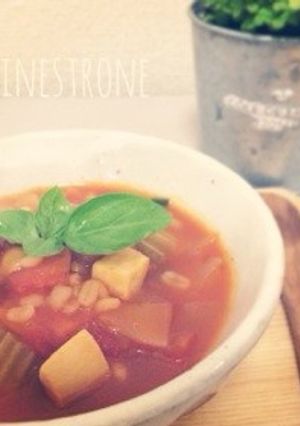 プチプチ食感♪もち麦入りミネストローネ-レシピのメイン写真