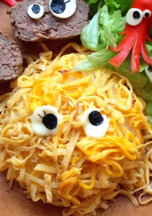 錦糸卵でキャラ弁＊もじゃもじゃおにぎり-レシピのメイン写真