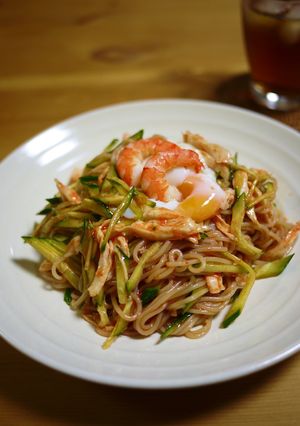 たっぷりゆで鶏ときゅうりのビビン麺-レシピのメイン写真