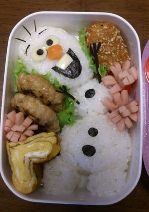 キャラ弁オラフアナと雪の女王-レシピのメイン写真