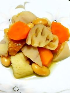蓮根と大豆・竹輪の煮物♪-レシピのメイン写真