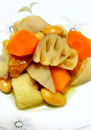蓮根と大豆・竹輪の煮物♪-レシピのメイン写真
