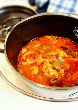 【簡単＊節約】鶏むね肉でトマトバジル煮-レシピのメイン写真