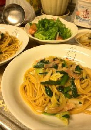和風？中華風？簡単!残り野菜でニラパスタ-レシピのメイン写真