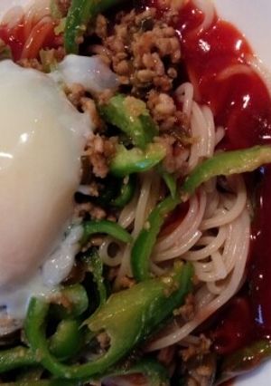 ピーマンそぼろのせピビン麺-レシピのメイン写真
