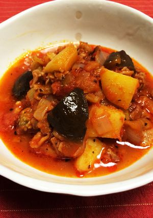 豚バラで☆ナスとジャガイモのトマト煮-レシピのメイン写真