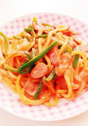 簡単！冷凍うどんでナポリタン♡-レシピのメイン写真