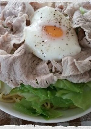 春キャベツと温玉の豚しゃぶそば-レシピのメイン写真