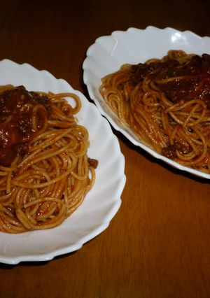 ワインとひき肉のトマトパスタ-レシピのメイン写真