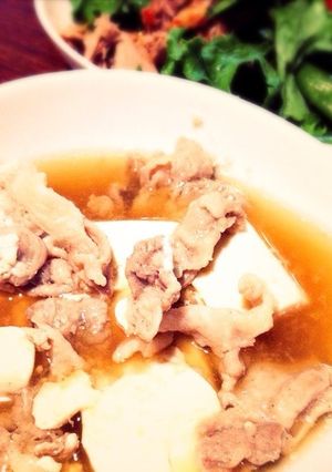 レンジで超簡単☺︎☻豆腐と豚コマの煮物風-レシピのメイン写真
