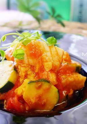 イカとトマトとズッキーニの甘辛炒め♬-レシピのメイン写真