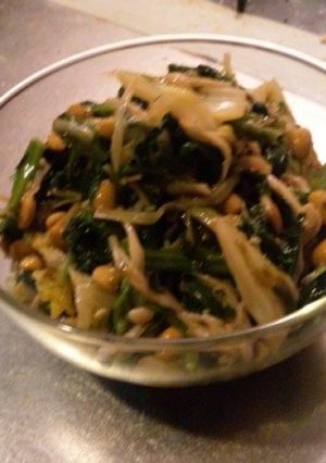 青菜とえのき茸のピリ辛納豆磯香和え-レシピのメイン写真