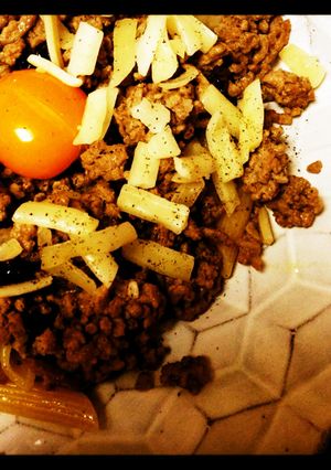 パスタ・月見そぼろのパルメザン-レシピのメイン写真