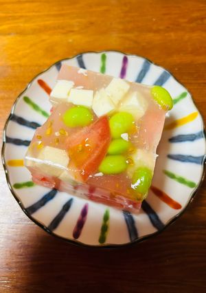 茹で鶏のスープで寒天寄せ-レシピのメイン写真