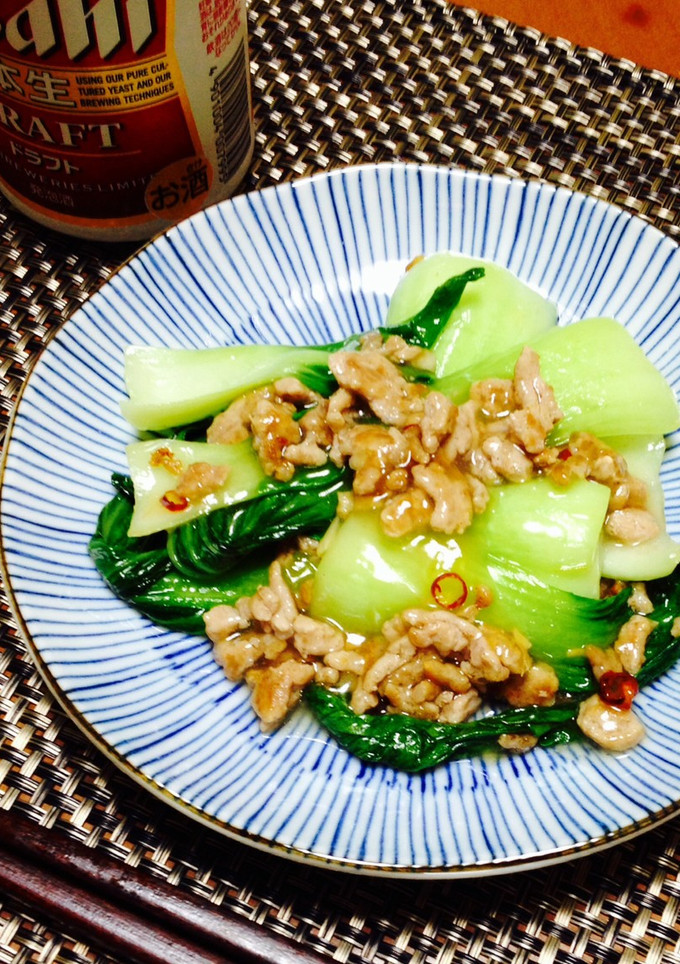 青梗菜の挽肉炒め-レシピのメイン写真