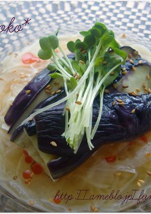*ひんやり♪茄子と玉ねぎでさっぱり冷麺*-レシピのメイン写真