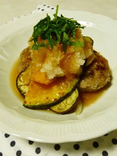 焼き野菜たっぷり!和風おろしハンバーグ-レシピのメイン写真