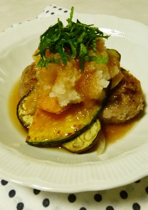 焼き野菜たっぷり！和風おろしハンバーグ-レシピのメイン写真