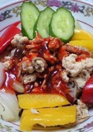 夏野菜とシメジのピビン麺-レシピのメイン写真
