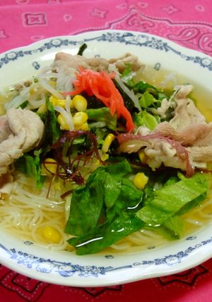野菜たっぷり海草サラダで豚しゃぶ冷麺-レシピのメイン写真