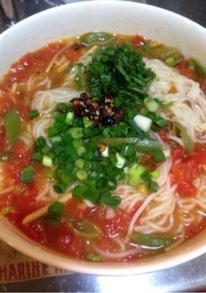梅味噌トマトうどん-レシピのメイン写真