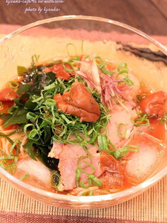 チャーシューと梅のさっぱりスープピビン麺-レシピのメイン写真