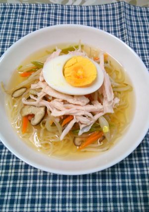 レンチン野菜と茹で鶏のサッパリ冷麺-レシピのメイン写真