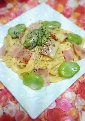 ☆そら豆とベーコンのクリームパスタ☆-レシピのメイン写真
