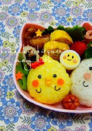 幼稚園 お弁当 キャラ弁♡ひよこにわとり-レシピのメイン写真