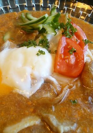 【徳山冷麺】豚バラのトマトソース温玉のせ-レシピのメイン写真