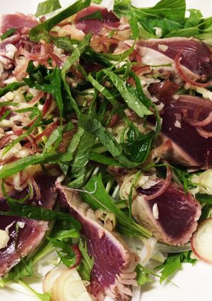 かつおと水菜と新玉ねぎのサラダ-レシピのメイン写真