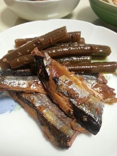 フキとさんま蒲焼缶の簡単煮物-レシピのメイン写真